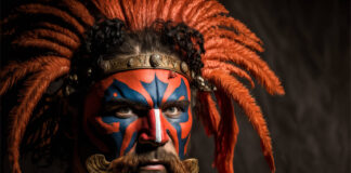 Rixster_close-up_photo_of_a_man_wearing_an_orange_viking_helmet © Rixster 3gz.com