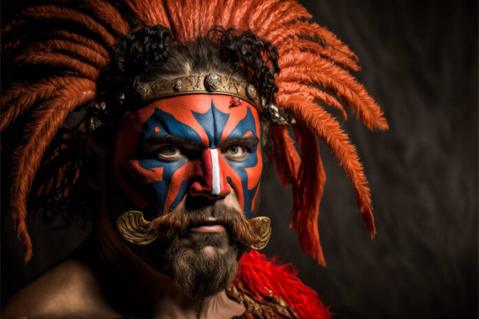 Rixster_close-up_photo_of_a_man_wearing_an_orange_viking_helmet © Rixster 3gz.com