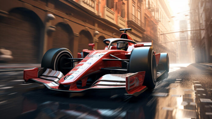 rixster_woman_driving_F1_formula_one_car_in_empty_streets_of_M_17bccfaf-4c18-4d11-912c-9a13bbca300c